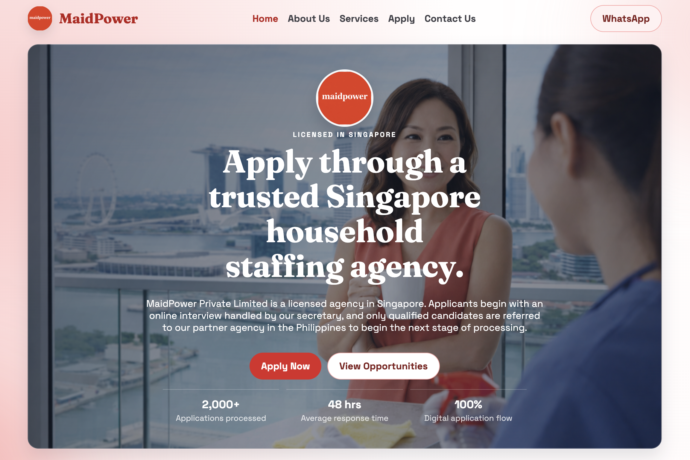 Maidpower website preview